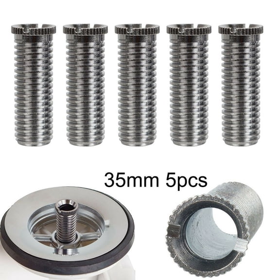 CHENGSI for Kitchen Sink Basket Strainer Waste Threaded Screw Connector 35mm Stainless Steel Slotted Head Easy Install Rust Resistant 5 Pack