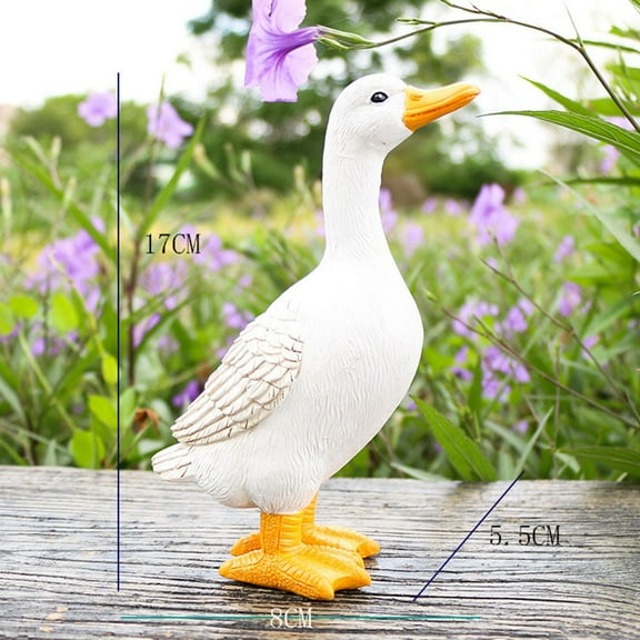 CHENGSI for Resin Water Spraying Duck Statue Garden Ornament Outdoor Decoration Standing Pond Fountain Landscape White 38*19*27 Inch