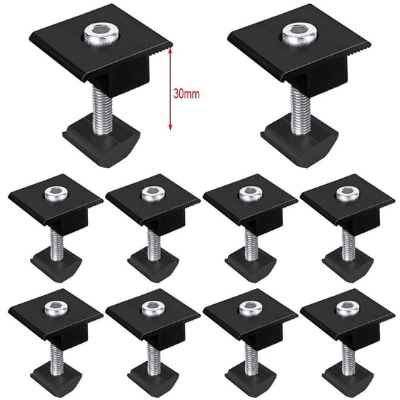 CHENGSI for Solar Panel Mounting Clamps 30mm Medium Adjustable End & Center Clamps Black Aluminum Alloy for RV House Boat Installation 10pcs Set