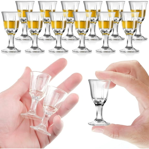 CHENGU 12 Pcs Mini Shot Glasses - 0.4 OZ/Half an Ounce, Clear Cordial wine Glasses with Base for Wine, Tequila, Whiskey, Spirits