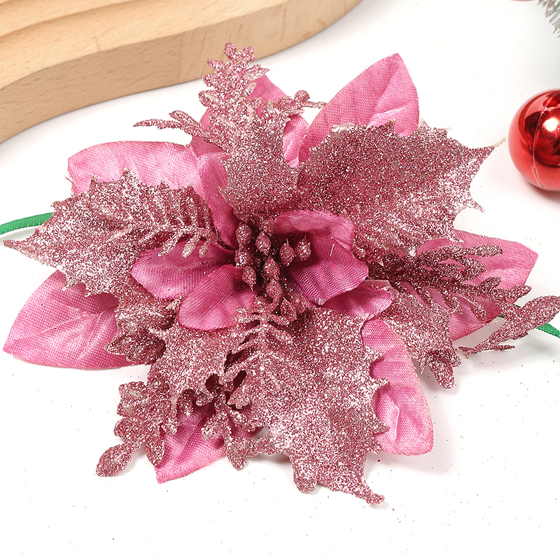 CHENHAINAN 5/10Pcs Decoration Artificial Flowers Xmas Tree Ornaments