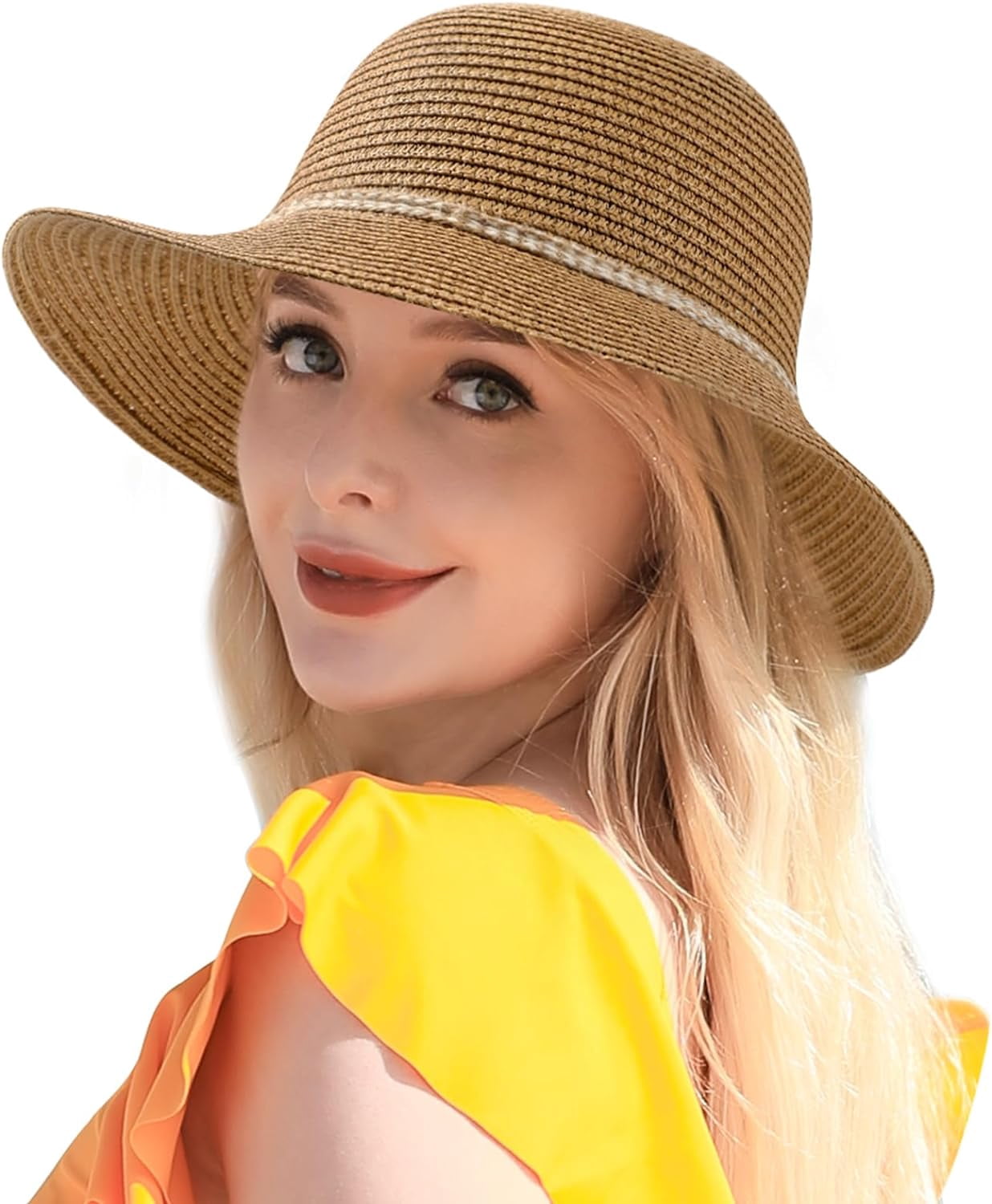 Summer Beach Sun Hats For Men Foldable Floppy Travel Packable Straw Hat Wide Brim Hat