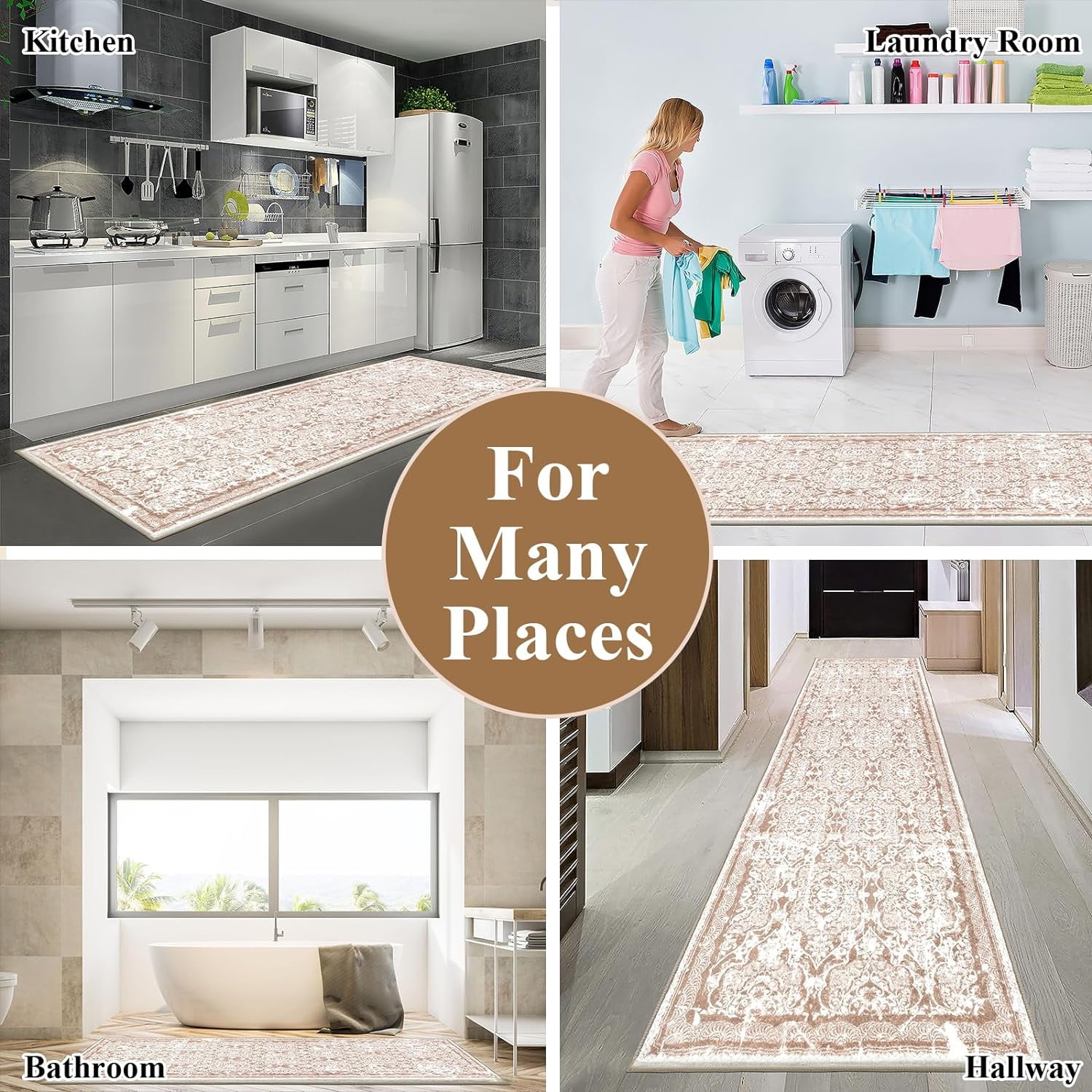 CHENHAINAN Runner Rug, Vintage Shaggy Soft Laundry Rug Runner, Non Slip