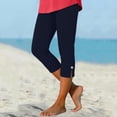 thumbnail image 1 of CHENHANN Capri Leggings For Women 2026 Casual Button Design Knee Length Trousers Summer Clothes For Women Trendy Lightweight Ladies Clothing Navy Capri Pants For Women, 1 of 6
