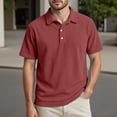 thumbnail image 1 of CHENHANN Men's Polo Shirt Short Sleeve Button Down Corduroy Polo Tees Slim Fit Red Summer Shirts for Men, 1 of 3