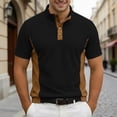 thumbnail image 1 of CHENHANN Men's Polo Shirt Short Sleeve Button Down Corduroy T Shirts Lightweight Black T Shirt for Men, 1 of 3