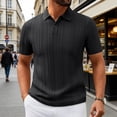thumbnail image 1 of CHENHANN Men's Polo Shirt Short Sleeve Button Down Ribbed Shirts Lightweight Black Men T Shirts, 1 of 3