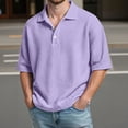 thumbnail image 1 of CHENHANN Men’s Polo Shirts Short Sleeve Button Down Waffle Shirts Slim Fit Purple Golf Shirts, 1 of 3