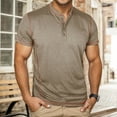 thumbnail image 1 of CHENHANN Mens T-Shirts Short Sleeve Button Down Crew Neck Henley Shirts Basic Khaki T Shirts with Button Mens Workout Shirts, 1 of 7