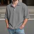 thumbnail image 1 of CHENHANN Polo Shirts for Men Short Sleeve Button Down Waffle T Shirt Slim Fit Grey T Shirts for Man, 1 of 3