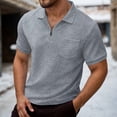thumbnail image 1 of CHENHANN Polo Shirts for Men Short Sleeve Textured Quarter Zipper Tees Shirt Loose Fit Grey Mens Outfits, 1 of 4