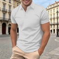 thumbnail image 1 of CHENHANN Polo Tees for Men Short Sleeve Button Down Waffle Shirts Loose Fit White Casual Dress Shirts for Men, 1 of 7