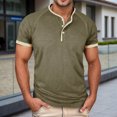 thumbnail image 1 of CHENHANN Shirt for Men Short Sleeve Button Down Crew Neck Henley Shirts Loose Fit Green Tshirt with Button Mens Hiking Shirt, 1 of 7