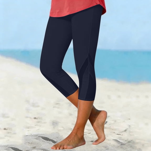 CHENHANN Women Capri Leggings 2026 Fashion Mesh Design Knee Length Legging Summer Womens Capri Pants Comfy Stretchy Leggings Navy Leggings For Women