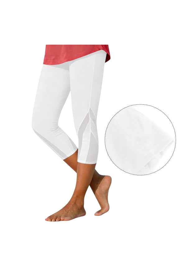 Women Capri Leggings 2026 Fashion Mesh Design Knee Length Trousers Summer Womens Capri Pants Women'S Casual Pants & Capris White Capri For Women