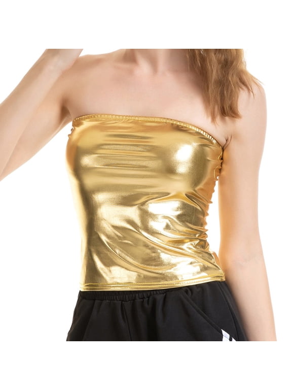 Women's Black Tube Top Bodysuit Sleeveless Seamless Crop Top Nightclub Wear M