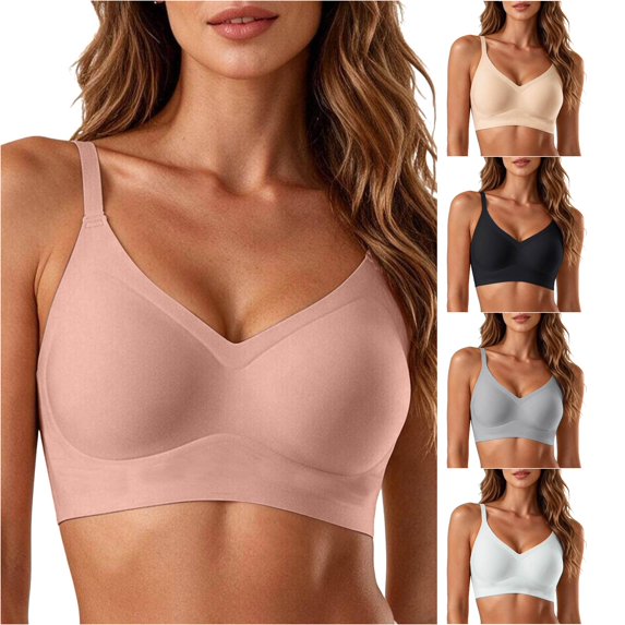 CHENHANN Women's Seamless Fit Wireless Bra Breathable Stackable Underwear Top L