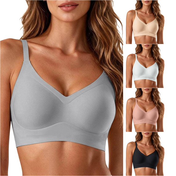 CHENHANN Women's Seamless Fit Wireless Bra Breathable Stackable Underwear Top XXL