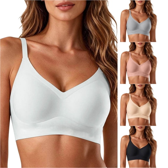 CHENHANN Women's Seamless Fit Wireless Bra Breathable Stackable Underwear Top XXL