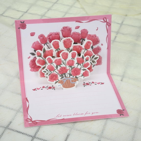 CHENJIANDONG Three-Dimensional Bouquet Greeting Card Roses Tulip Greeting Card Postcard Mother's Day Valentine's Day Teacher's Day Blessing Card