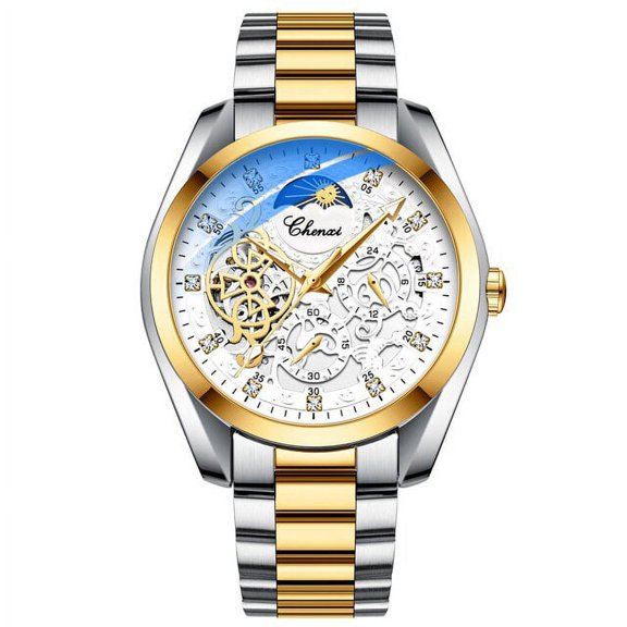 CHENXI Brand Classic Mens Watches Top Luxury Moon Phase Automatic Mechanical Watch For Men Stainless Steel Waterproof Wristwatch
