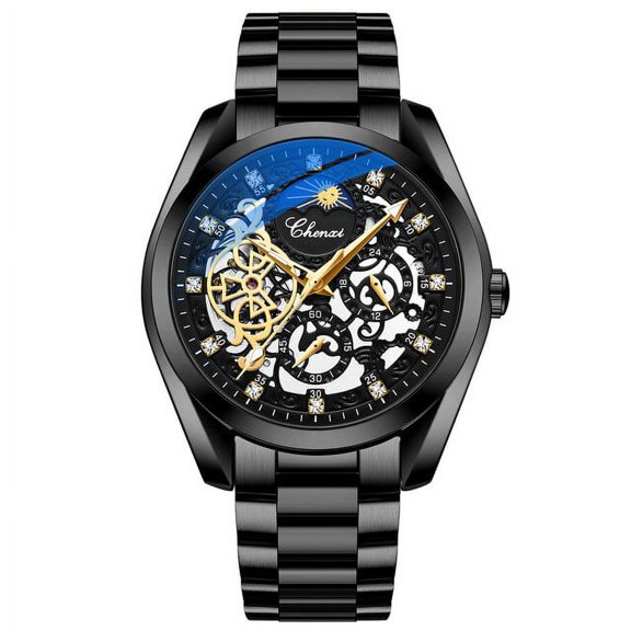 CHENXI Brand Classic Mens Watches Top Luxury Moon Phase Automatic Mechanical Watch For Men Stainless Steel Waterproof Wristwatch