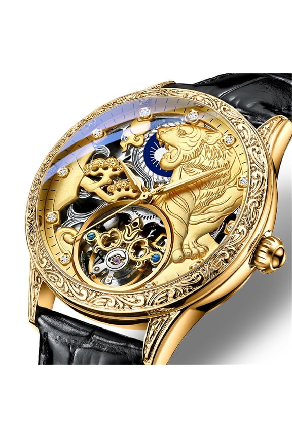 Luxury Tourbillon Watch Mechanical Automatic Watches Gold Adult Male with Gift Box