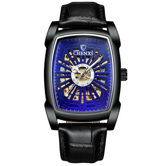 CHENXI Men Watch Automatic Mechanical Square Dial Clock Male Top Brand Business Tourbillon Leather Waterproof Man Wrist Watch