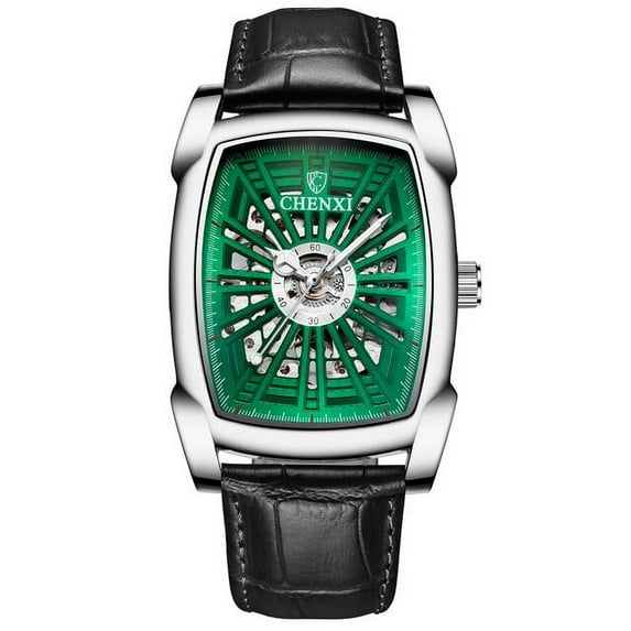 CHENXI Men Watch Automatic Mechanical Square Dial Clock Male Top Brand Business Tourbillon Leather Waterproof Man Wrist Watch
