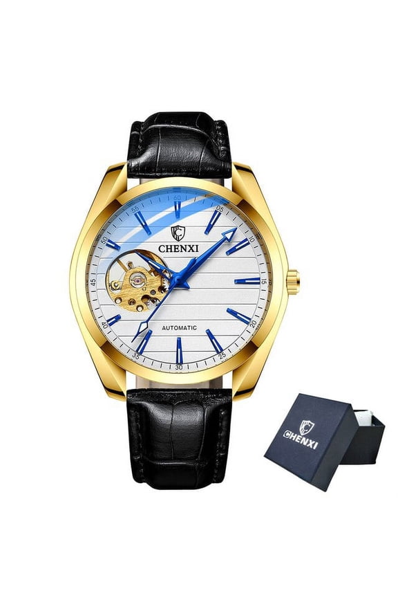 New Luxury Men Automatic Mechanical Watch Fashion Leather Clock Top Brand Business Tourbillon Waterproof Wristwatch