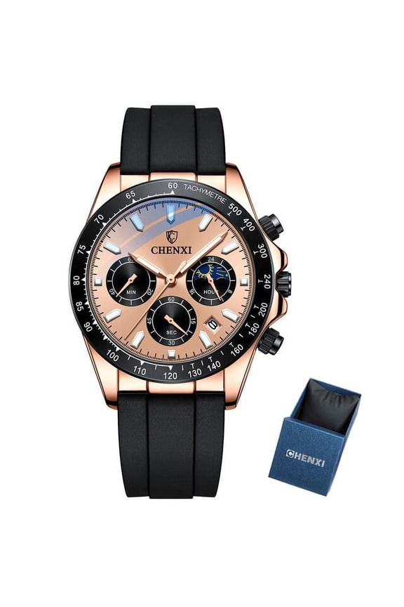 Original Mens Watches Top Luxury Business Moon Phase Wrist Watch Men Waterproof Chronograph Male Sport Quartz Clock