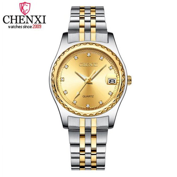 CHENXI Top Luxury Brand Men Women Watches Full Steel Rhinestone Quartz Watch Couples Clock Waterproof Wrist Watches for Lovers