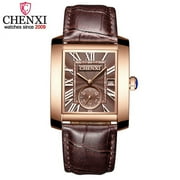 CHENXI Vintage Classic Square Brown Leather Strap Wrist Watches Fashion Brand Watches Men's Quartz Clock Montre Femme