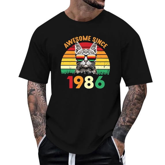 CHENge 1986 T-shirt for Men 40th Birthday Gifts for Him Awesome Since 1986 Shirts 1986 Casual Tops