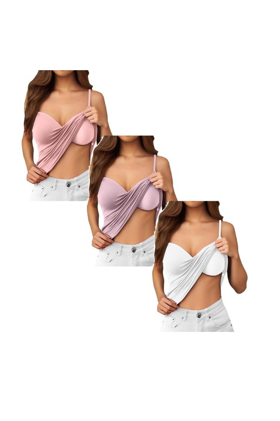 3 PCS Tank Top for Women with Built In Bra Sleeveless Comfy Retro Summer Tshirt Pilates Gym Activewear Wirefree Support Camisole Workout Yoga Tops