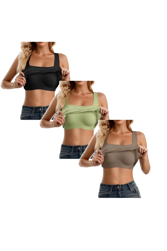 3 Piecess Cotton Shelf Bra Camisole Tops for Women 2 In 1 Breathable Trendy Summer Tshirt Adjustable Spaghetti Strap Basic Sleeping Undershirt