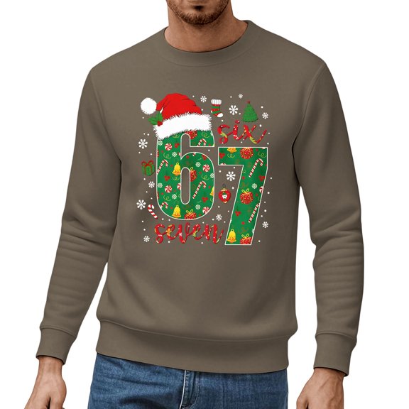 CHENge 67 Sweatshirt Funny Christmas Sweatshirts for Women Men 6 7 Christmas Shirt Retro Six Seven Number Printed 67 Hoodie