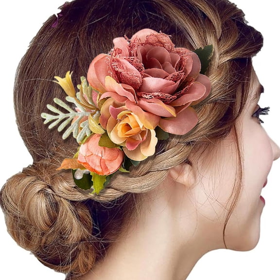 CHENge Artificial Flower Hair Clips for Women Girls, Bohemian Flower Hairpin Hawaiian Hairpin for Seaside Holiday, Bridal Hair Bobby Pins Headwear