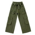 thumbnail image 1 of CHENge Baggy Cargo Girls 10-12 Elastic Waist Lounge Pants Classic Fit Flare Cargo Long Pants with Pockets Kids Clothes,Dark Green 13-14 Years, 1 of 7