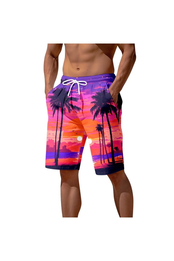 Beach Shorts Men Retro Athletic Floral Swim Trunks Quick-Dry Spring Break Swim Trunks with Pockets Upf 50+ Sun Protection Beach Wear