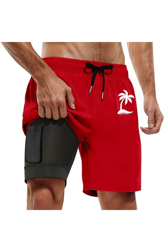 Big and Tall Men's Swim Trunks Extended Sizes Retro Athletic Funny/novelty Print Quick Dry Beach Swimming Shorts with Compression Liner Stretch Fabric Beach Shorts Bathing Suits