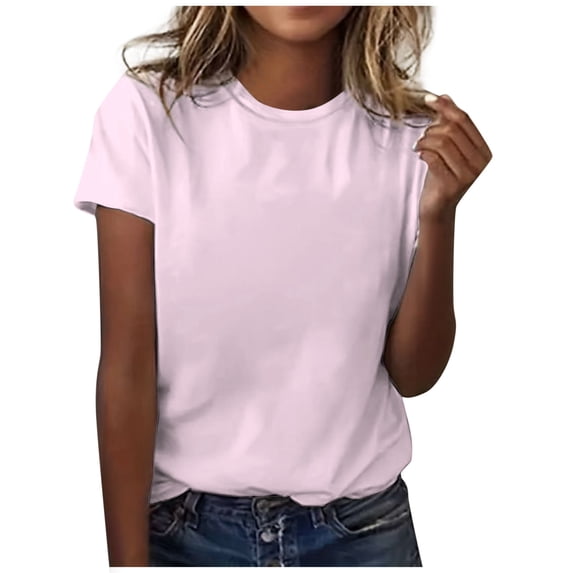 CHENge Black Shirts for Women O Neck Half Sleeve Vintage Tunic Women's Blouses Plain Color Stretchy Color Block Slightly Work Cropped Tops