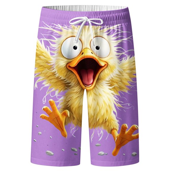 CHENge Board Shorts Men's 7 Inch Casual Palm Tree Print Quick Dry Vacation Beach Shorts with Pockets Stretch Fabric Beach Shorts Bathing Suits