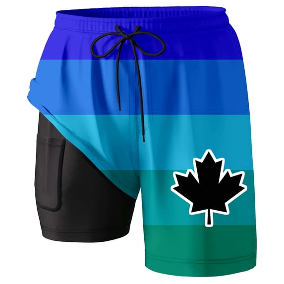 CHENge Board Shorts Men's Long Retro Athletic Hawaiian Print Quick-Dry Beach Swimming Shorts with Compression Liner Upf 50+ Sun Protection Beach Wear