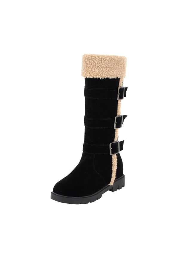 Boots for Women Knee High Wide Calf Casual Comfortable Breathables Warm Lightweight Breathable Winter Boot for Womens Snow Shoes for Ladies(Black,7.5)
