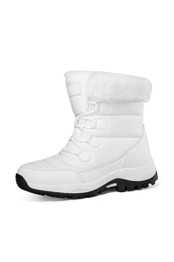 Boots for Women Wide Calf Soft Comfort Breathable Fashion Cozy Thermal Lined Hiking Boot Womens Snow Shoes for Ladies(White,8)