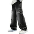 thumbnail image 1 of CHENge Boys Baggy Cargo Jeans Elastic Waist Loose Denim Pants Wide Leg Loose Fit Ripped Jeans with Multiple Pockets(Black,4-5 Years), 1 of 5