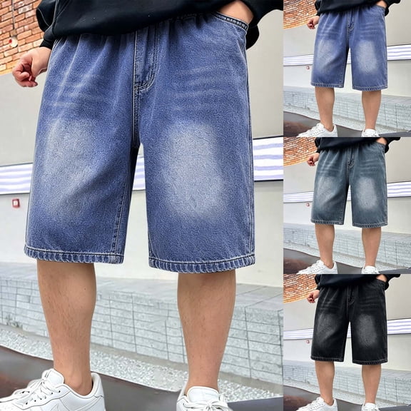 CHENge Boys Baggy Jean Shorts y2k Jorts Hop, Boys Denim Shorts Casual Summer Wide Leg Loose Bottoms Shorts Knee Length,9-10 Years
