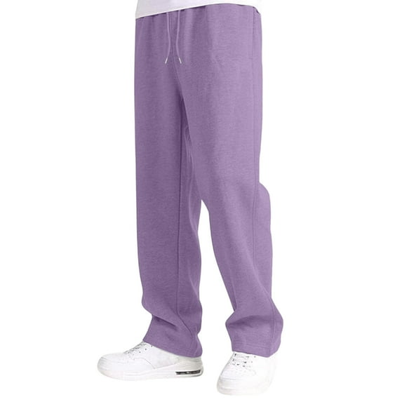 CHENge Boys Casual Sweatpants Elastic Waist Drawstring Loose Fit Wide Leg Joggers Comfortable Long Pants For Kids Daily Wear Athletic Play Purple,13-14Years