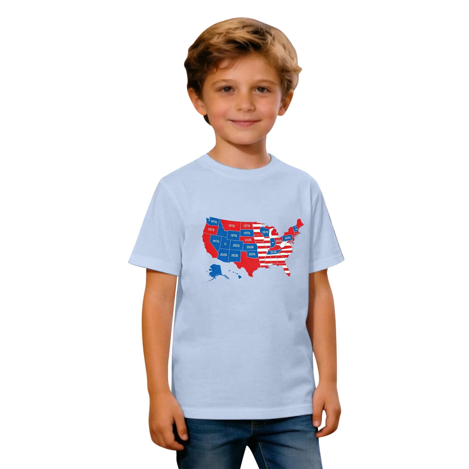 CHENge Boys USA Map 250th Anniversary T-Shirt, Patriotic Short Sleeve ...